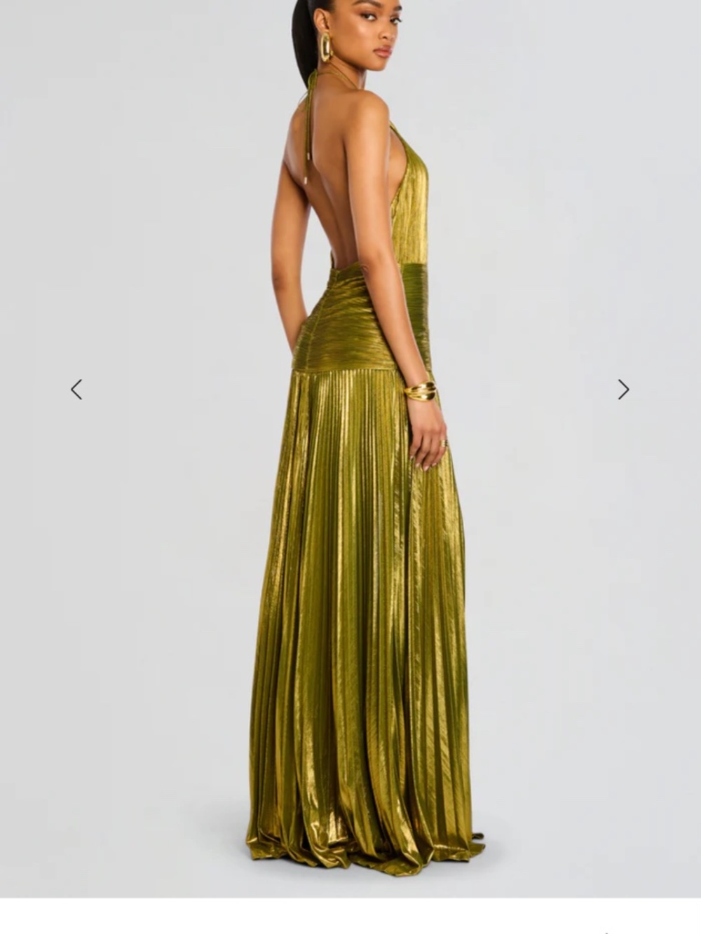 Retrofête Thalia Dress Metallic Peridot - Picture 2 of 9